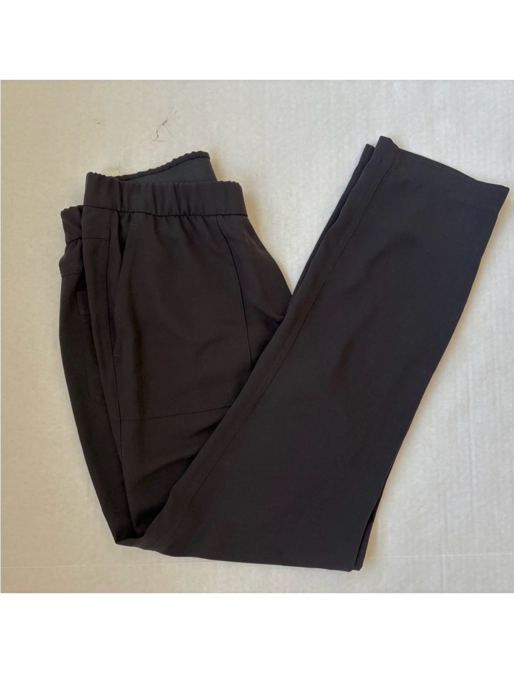Theory Black Drapey Crepe Pants Ankle Elastic Waist Pull On 6 Cropped Work